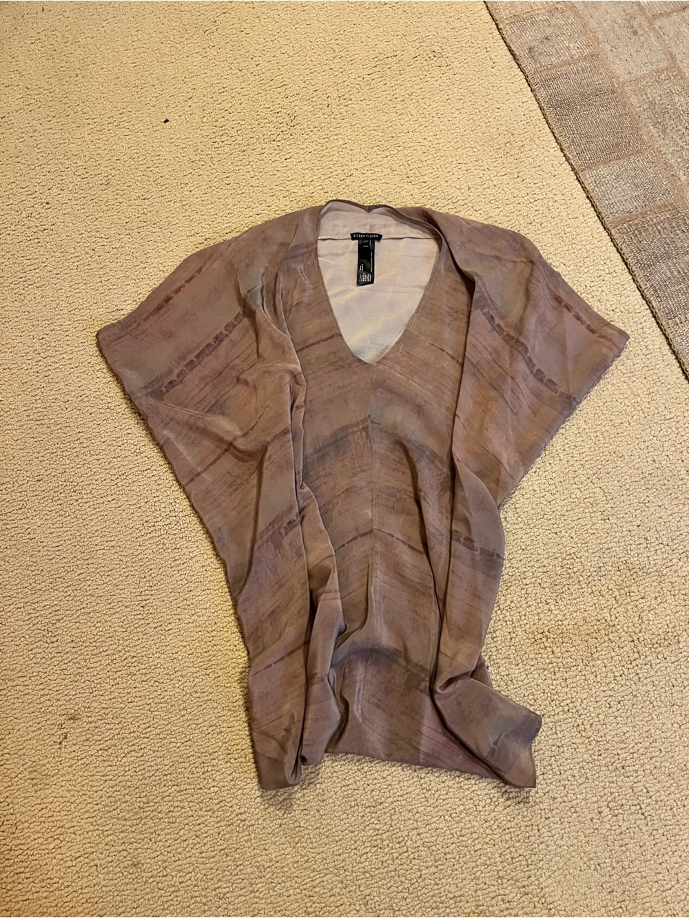 Eileen Fisher Mauve Taupe V-Neck Silk Blend Tank Top